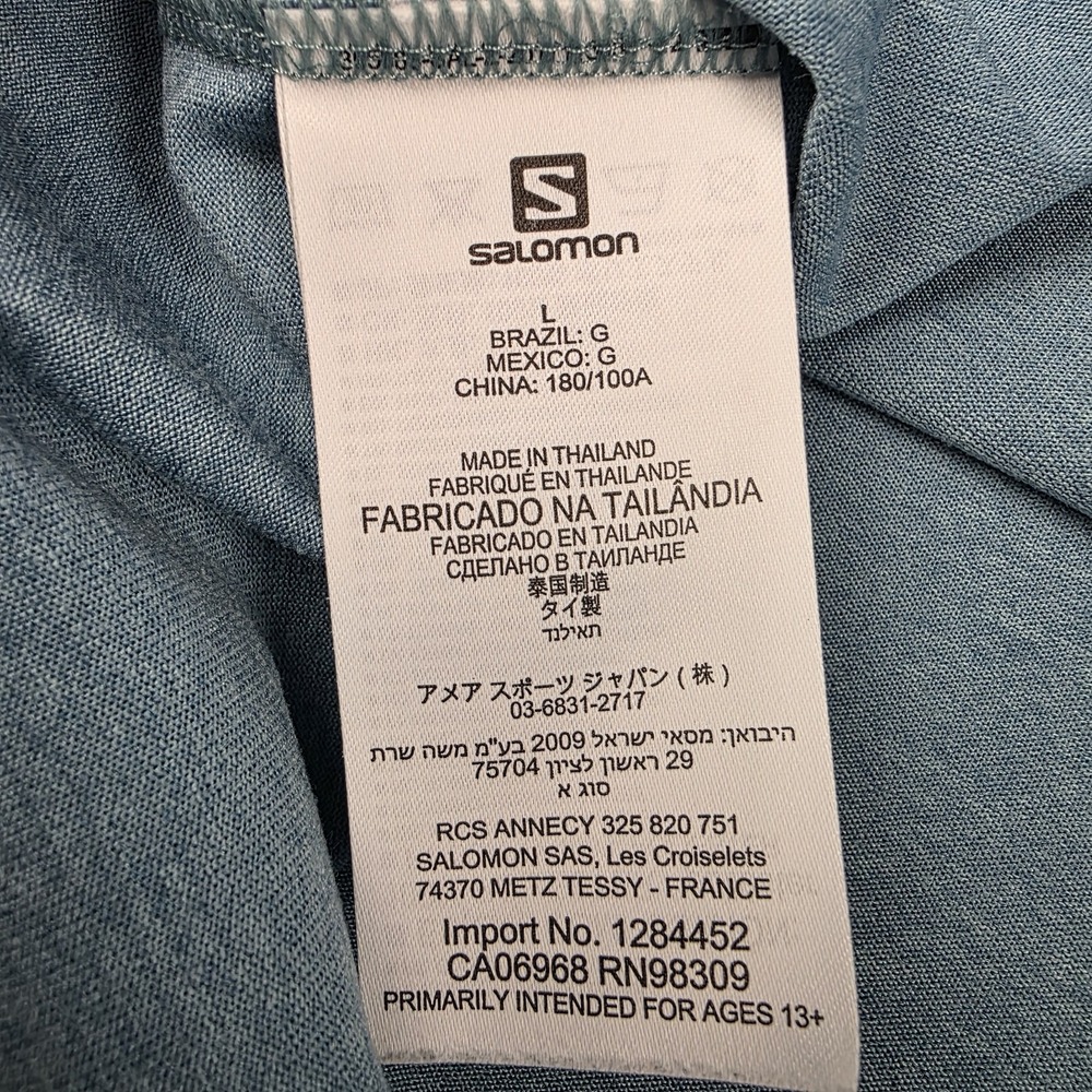 Salomon Shirt Mens Large Heather Gray Long Sleeve Stretch Wicking Active - Picture 6 of 8
